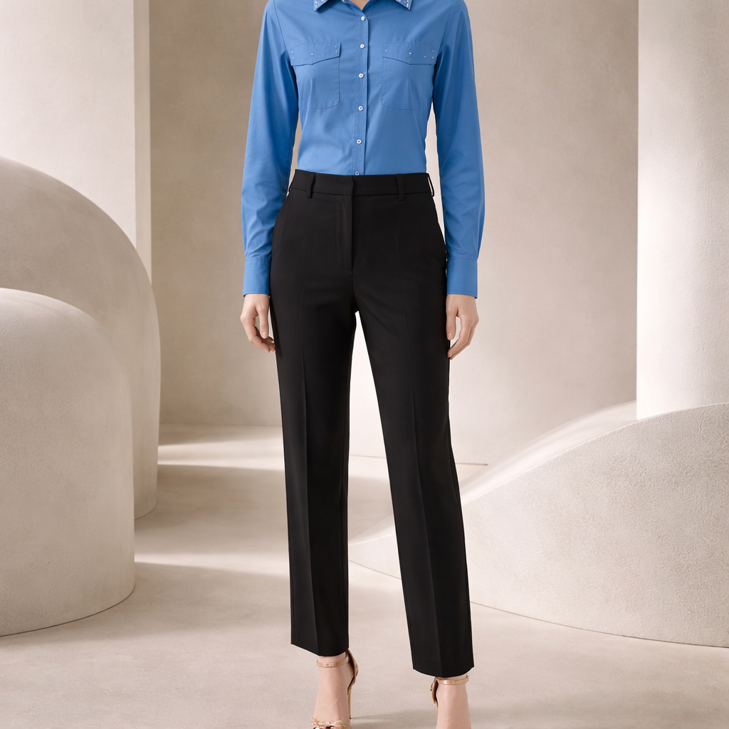Royal Blue Studded Button-Up Blous