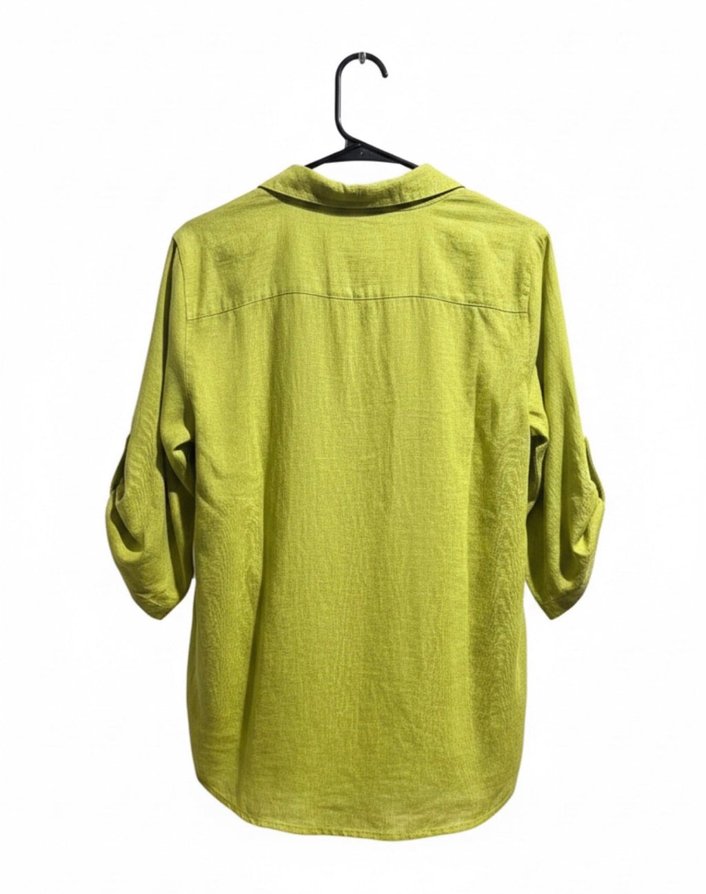 Calvin Klein Lime Green Roll-Tab Blouse