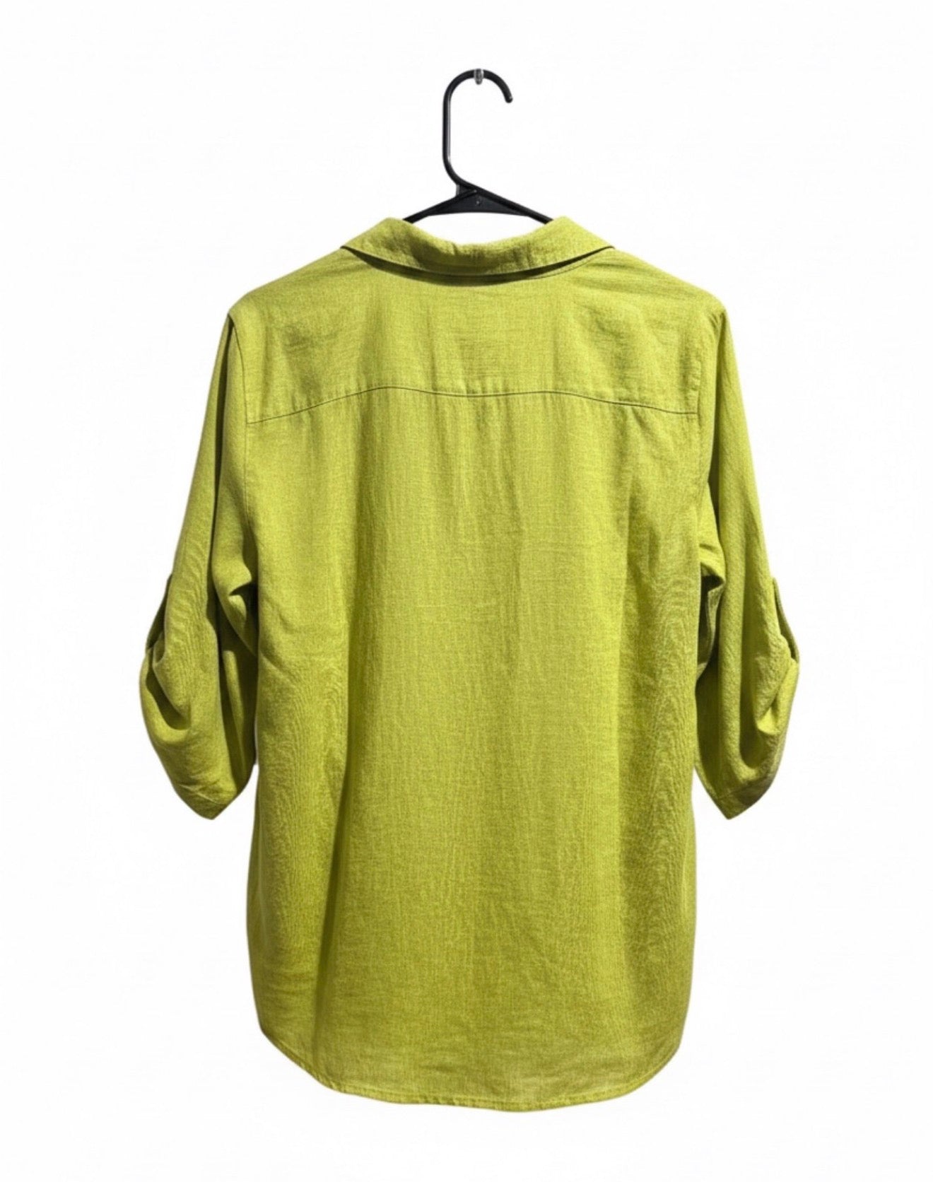 Calvin Klein Lime Green Roll-Tab Blouse
