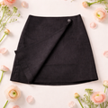 Calvin Klein Linen Blend Wrap Mini Skirt – Dark Brown/Black