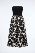 Elegant Monochrome Strapless Midi Dress
